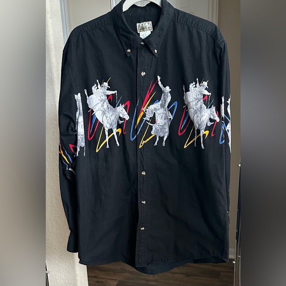 Express Rider | Shirts | Vintage Express Rider Black Western Shirt ...